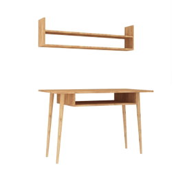 Hanah Home Mesa de Estudio Roble 120x60x74cm, Escritorio con Estante y Estantería de Pared, Tablero Partículas Melamina 18mm